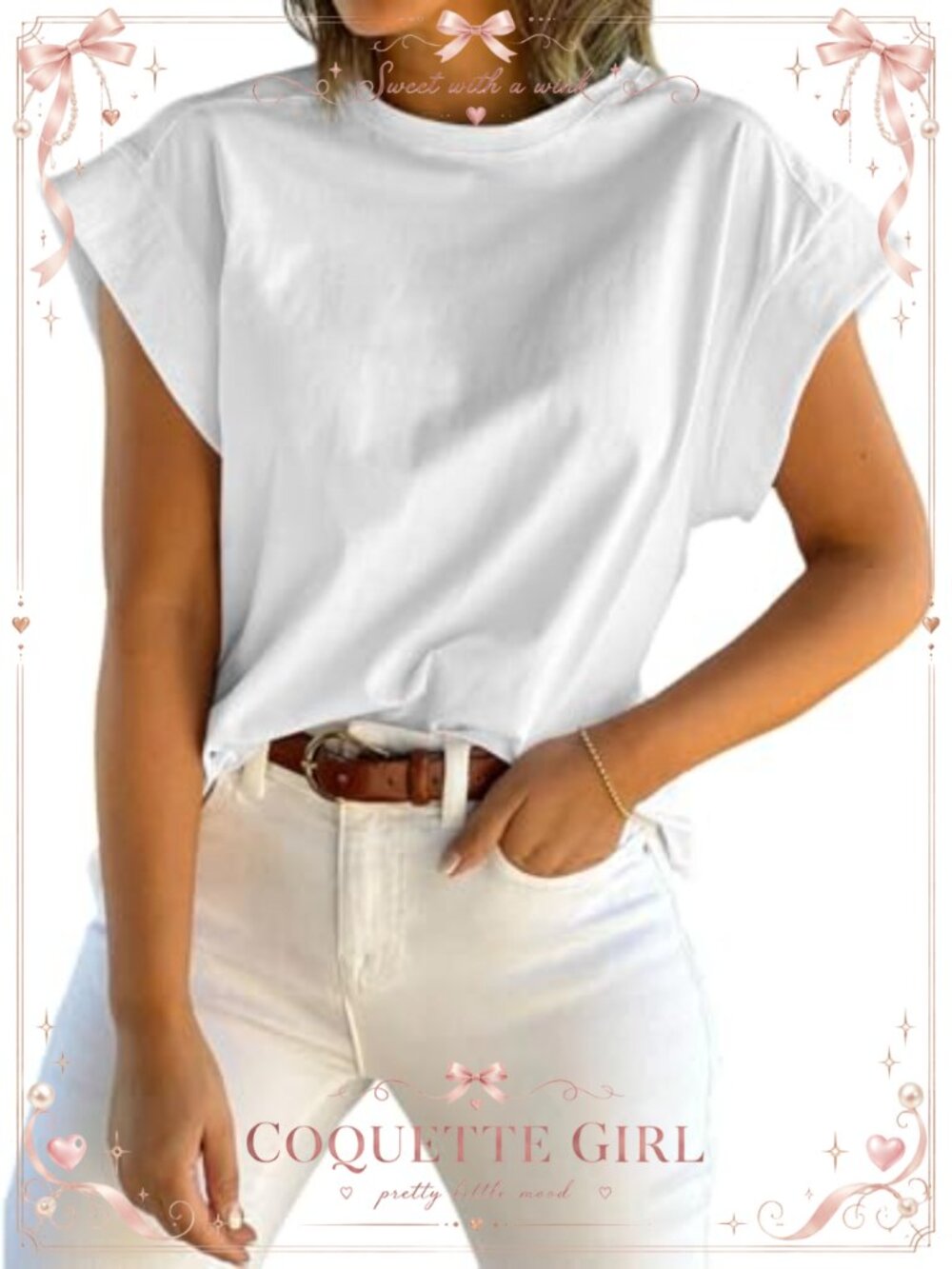 Cap Sleeve Tank Top Crew Neck Loose Fit Polyester Cotton Womens Casual Tee Shirt